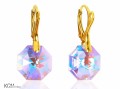 Fioletowe kolczyki, kryształ Swarovski® oktagon, srebro pozłacane 925