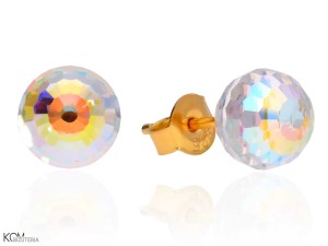 SFERIO - gold-plated silver earrings with violet crystal Swarovski® balls