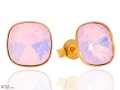 piazza srebrne pozlacane zlote kolczyki sztyfty rozowy opal kwadrat Swarovski rose water opal stud earrings.jpg