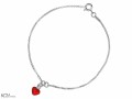 Bransoletka łańcuszek małe czerwone serce, serduszko, kryształ Swarovski®, srebro 925