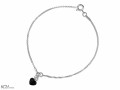 Bransoletka łańcuszek małe czarne serce, serduszko, kryształ Swarovski®, srebro 925