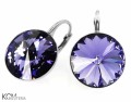 Fioletowe kolczyki angielskie okrągłe, srebro 925, kryształy Swarovski® 1,4 cm