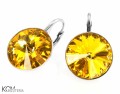 Żółte kolczyki angielskie okrągłe, srebro 925, kryształy Swarovski® 1,4 cm