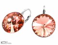 Brzoskwiniowe kolczyki angielskie okrągłe, srebro 925, kryształy Swarovski® 1,4 cm