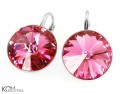 Różowe kolczyki angielskie okrągłe, srebro 925, kryształy Swarovski® 1,4 cm