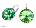 Jasne zielone kolczyki angielskie okrągłe, srebro 925, kryształy Swarovski® 1,4 cm