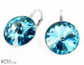 Jasne niebieskie kolczyki angielskie okrągłe, srebro 925, kryształy Swarovski® 1,4 cm