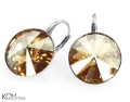 Beżowe kolczyki angielskie okrągłe, srebro 925, kryształy Swarovski® 1,4 cm