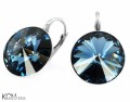 Ciemne niebieskie kolczyki angielskie okrągłe, srebro 925, kryształy Swarovski® 1,4 cm