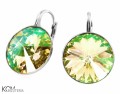 Opalizujące zielone kolczyki angielskie okrągłe, srebro 925, kryształy Swarovski® 1,4 cm