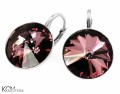 Ciemne różowe kolczyki angielskie okrągłe, srebro 925, kryształy Swarovski® 1,4 cm