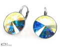 Opalizujące kolczyki angielskie okrągłe, srebro 925, kryształy Swarovski® 1,4 cm