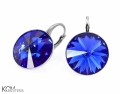 Niebieskie kolczyki angielskie okrągłe, srebro 925, kryształy Swarovski® 1,4 cm