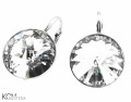 Białe kolczyki angielskie okrągłe, srebro 925, kryształy Swarovski® 1,4 cm