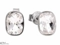 Białe małe kolczyki sztyfty prostokąty, srebro 925, kryształy Swarovski®