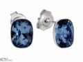 Granatowe małe kolczyki sztyfty prostokąty, srebro 925, kryształy Swarovski®