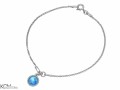 Niebieska bransoletka łańcuszek z okrągłym oczkiem, kryształ Swarovski®, srebro 925