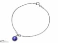 Fioletowa bransoletka łańcuszek z okrągłym oczkiem, kryształ Swarovski®, srebro 925