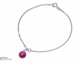Różowa bransoletka łańcuszek z okrągłym oczkiem, kryształ Swarovski®, srebro 925