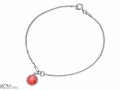 Koralowa bransoletka łańcuszek z okrągłym oczkiem, kryształ Swarovski®, srebro 925