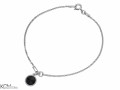 Czarna bransoletka łańcuszek z okrągłym oczkiem, kryształ Swarovski®, srebro 925