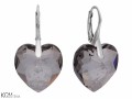 Wiszące kolczyki z dużymi czarno szarymi sercami, srebro 925, kryształy Swarovski®