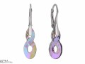 Opalizujące fioletowo zielone wiszące kolczyki nieskończoność, kryształ Swarovski®, srebro 925