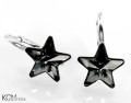 Czarne kolczyki angielskie gwiazdy, gwiazdki, kryształ Swarovski® gwiazda, srebro 925
