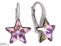 Opalizujące różowe kolczyki angielskie gwiazdy, gwiazdki, kryształ Swarovski® gwiazda, srebro 925