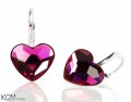 Różowe kolczyki angielskie serce, serduszko, kryształ Swarovski®, srebro 925