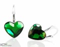 Zielone kolczyki angielskie serce, serduszko, kryształ Swarovski®, srebro 925