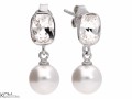 Białe kolczyki perełki i kryształowe prostokąty, srebro 925, kryształy i perełki Swarovski®