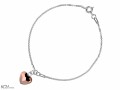 Bransoletka łańcuszek złote serce, serduszko, kryształ Swarovski®, srebro 925
