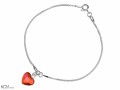 Bransoletka łańcuszek pomarańczowe serce, serduszko, kryształ Swarovski®, srebro 925