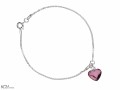 Bransoletka łańcuszek różowe serce, serduszko, kryształ Swarovski®, srebro 925