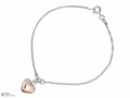 Bransoletka łańcuszek beżowe serce, serduszko, kryształ Swarovski®, srebro 925