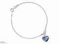 Bransoletka łańcuszek niebieskie serce, serduszko, kryształ Swarovski®, srebro 925