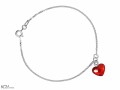 Bransoletka łańcuszek czerwone serce, serduszko, kryształ Swarovski®, srebro 925