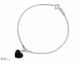 Bransoletka łańcuszek czarne serce, serduszko, kryształ Swarovski®, srebro 925