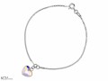 Bransoletka łańcuszek opalizujące serce, serduszko, kryształ Swarovski®, srebro 925