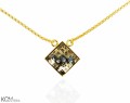 Naszyjnik celebrytka złoty, patynowany kwadrat, pozłacane srebro 925, kryształ Swarovski®