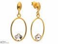 Białe wiszące kolczyki kwiaty w obręczy, kryształ Swarovski® kwiat, pozłacane srebro 925