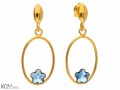 Błękitne wiszące kolczyki kwiaty w obręczy, kryształ Swarovski® kwiat, pozłacane srebro 925