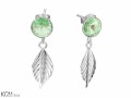 Kolczyki listki z zielonym oczkiem, srebro 925, kryształy Swarovski®