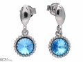 Błękitne wiszące kolczyki oczko, srebro 925, kryształy Swarovski®