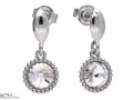 Białe wiszące kolczyki oczko, srebro 925, kryształy Swarovski®