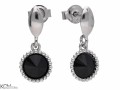 Czarne wiszące kolczyki oczko, srebro 925, kryształy Swarovski®