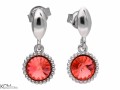 Koralowe wiszące kolczyki oczko, srebro 925, kryształy Swarovski®