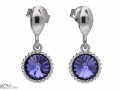 Fioletowe wiszące kolczyki oczko, srebro 925, kryształy Swarovski®