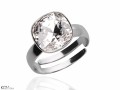 Biały pierścionek kwadrat, regulowany, srebro 925, kryształ Swarovski®
